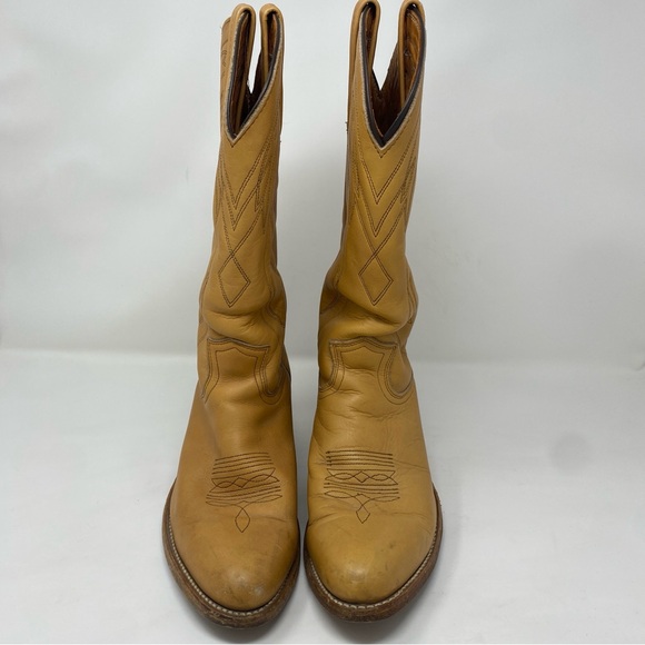 Frye Cowboy Boots Tan Brown Leather Men’s Size 9.5 D - Picture 4 of 9